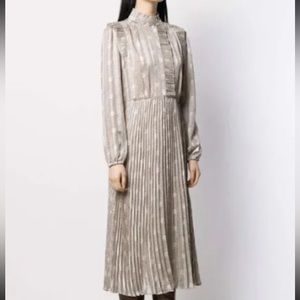 BA&SH Paris Pleated Midi Dress in Ecru Size: 1.